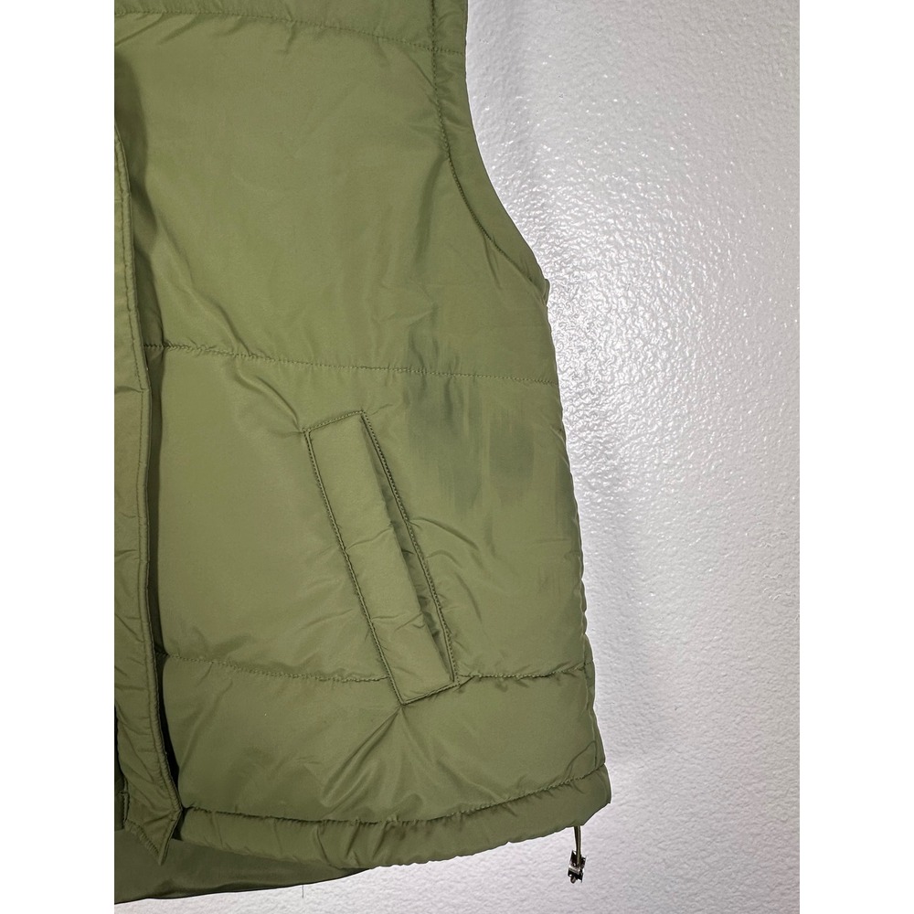 Unbranded Olive Green Puffer Vest Womens Medium‎ Zip Snap Pockets Quilted - Picture 2 of 7